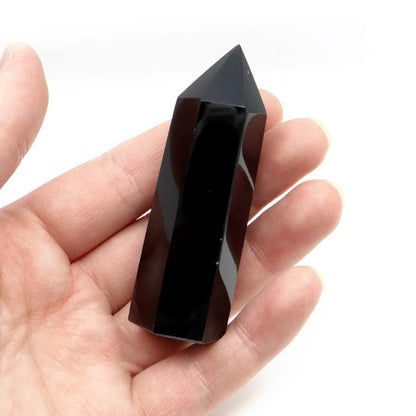 Morion Black Quartz Hexagonal Pillar Point Made in Shandong Province Purification Amulet Natural Stone Power Stone Height 50-60mm Free Shipping by Mail Randomly Shipped 