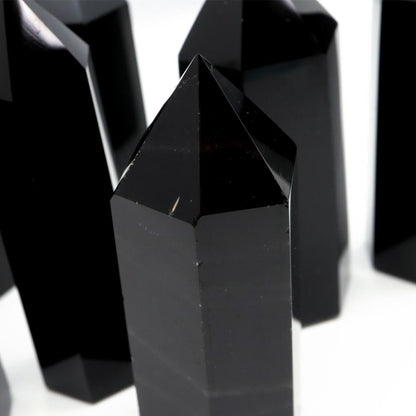 Morion Black Quartz Hexagonal Pillar Point Made in Shandong Province Purification Amulet Natural Stone Power Stone Height 50-60mm Free Shipping by Mail Randomly Shipped 