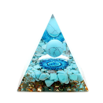 オルゴナイト ピラミッド ターコイズ トルコ石 さざれ 丸玉 orgonite pyramid 置物 天然石 パワーストーン 浄化 父の日 贈り物 プレゼント ギフト 贈り物